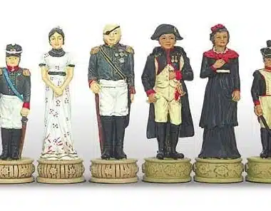 Juego de ajedrez de estaño pintado a mano Napoleón Campaña de Rusia