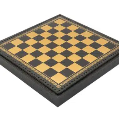 Tablero de ajedrez de cuero artificial negro con compartimento de almacenamiento