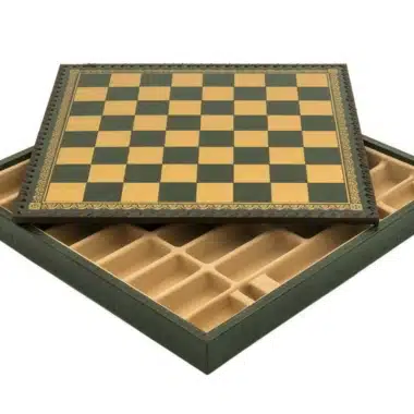 Tablero de ajedrez de cuero artificial verde con compartimento de almacenamiento - Imagen 3