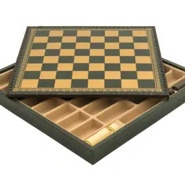 Tablero de ajedrez de cuero artificial verde con compartimento de almacenamiento - Imagen 4