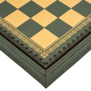 Tablero de ajedrez de cuero artificial verde con compartimento de almacenamiento - Imagen 5