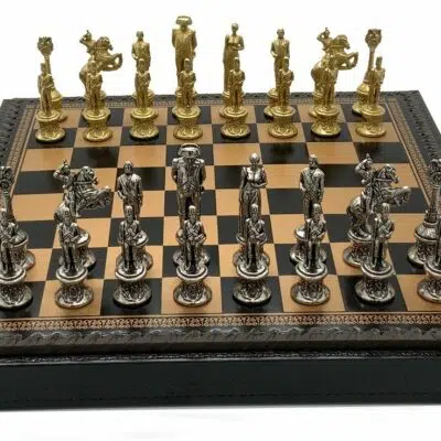 Juego de ajedrez de polipiel Napoleón y juego de ajedrez de metal sólido