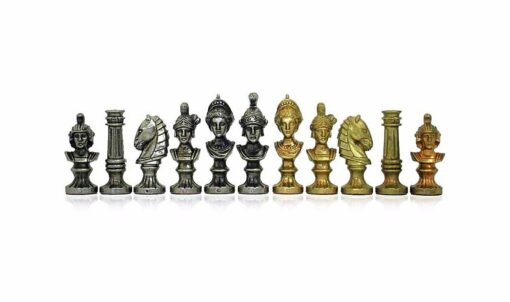 Juego "Bustos Romanos" Tablero de ajedrez de madera de brezo y olmo y juego de ajedrez de metal macizo