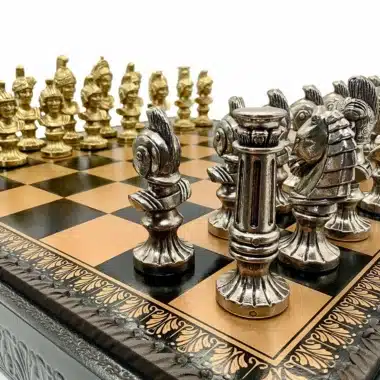 Alternative view of Tablero de ajedrez con almacenamiento y juego de ajedrez de metal Roman Bust Set II
