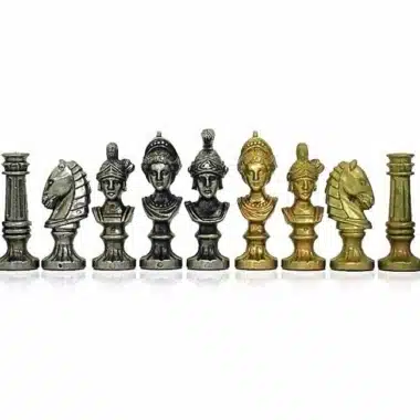 Tablero de ajedrez con almacenamiento y juego de ajedrez de metal Roman Bust Set II - Imagen 4
