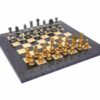 Juego de ajedrez "Francés II" de madera de arce gris y juego de ajedrez de latón macizo