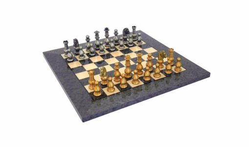 Juego de ajedrez "Francés II" de madera de arce gris y juego de ajedrez de latón macizo