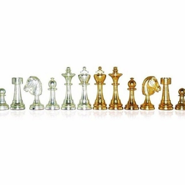 Juego de ajedrez de latón macizo "Staunton" chapado en oro y plata