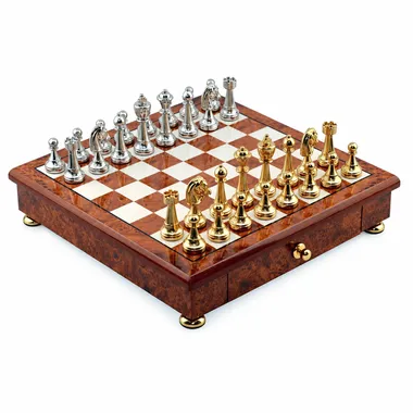 Juego Classic Flower 5 visto de frente con piezas doradas y plateadas colocadas