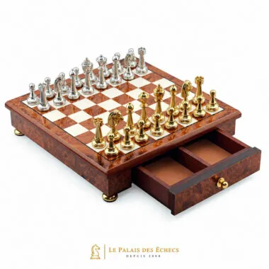 Tablero Classic Flower 5 con cajón de madera de olmo y brezo abierto