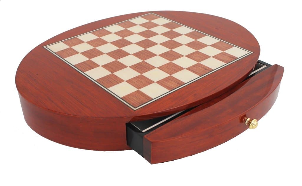 Tablero de Ajedrez Ovalado de Madera de Padouk