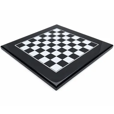 Tablero de ajedrez grande en madera lacada negra, vista general de frente