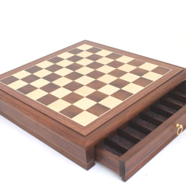Tablero de Ajedrez de Madera de Nogal con Cajón de Almacenamiento