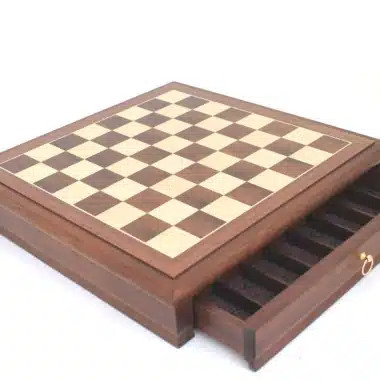 Tablero de Ajedrez de Madera de Nogal con Cajón de Almacenamiento