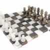 Tablero de ajedrez 3D "gris y blanco" y juego de ajedrez en alabastro de Volterra