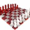 Tablero de ajedrez y juego de ajedrez 3D "rojo y blanco" en alabastro de Volterra