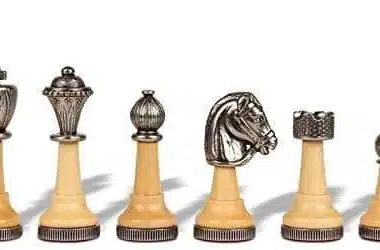 Juego de ajedrez de madera y cuero Copa Cabana y Juego de ajedrez de madera y metal - Imagen 8