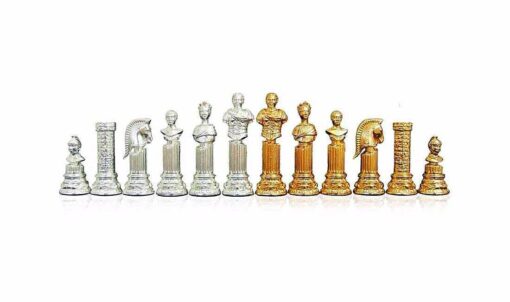 Juego de ajedrez de metal chapado en oro y plata "Columna romana