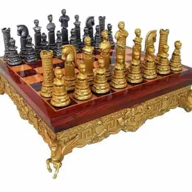 Juego de ajedrez de madera y metal "Imperio Romano" y juego de ajedrez de metal macizo