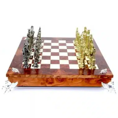 Set Florentine Renaissance II con tablero de madera de olmo y piezas metálicas doradas y plateadas