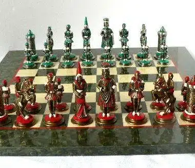 Juego de ajedrez de madera de olivo Camelot King Arthur V y juego de ajedrez de metal sólido pintado a mano - Imagen 6