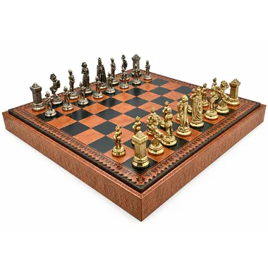 Juego Mary Stuart VII, tablero de marquetería con piezas metálicas doradas y plateadas