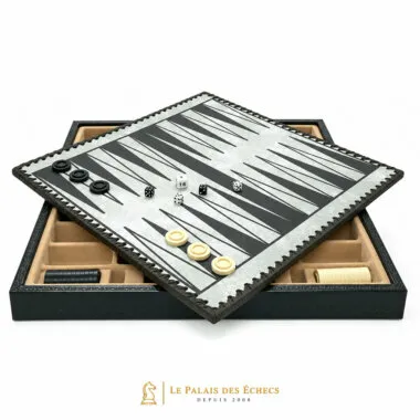 Tablero de backgammon Mary Stuart VIII con fichas y dados listos para jugar