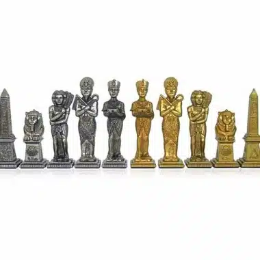 Juego de ajedrez de madera de arce "Egipto" y juego de ajedrez de metal macizo