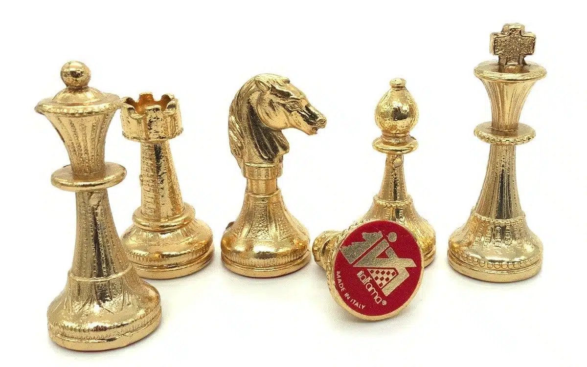 Conjunto Bonito Flower VII Tablero de Ajedrez de Madera de Arce y Caoba con Almacenamiento y Juego de Ajedrez de Metal Chapado en Oro y Plata - Imagen 5