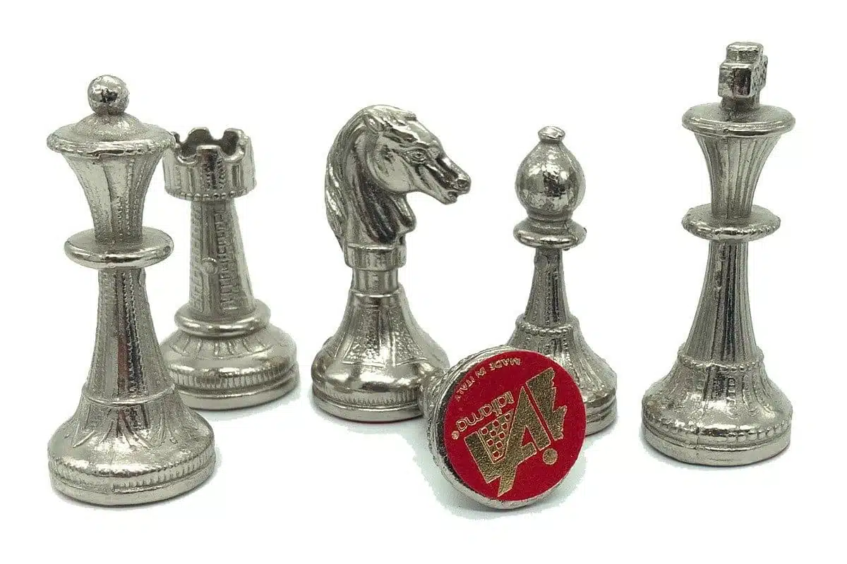 Conjunto Bonito Flower VII Tablero de Ajedrez de Madera de Arce y Caoba con Almacenamiento y Juego de Ajedrez de Metal Chapado en Oro y Plata - Imagen 6