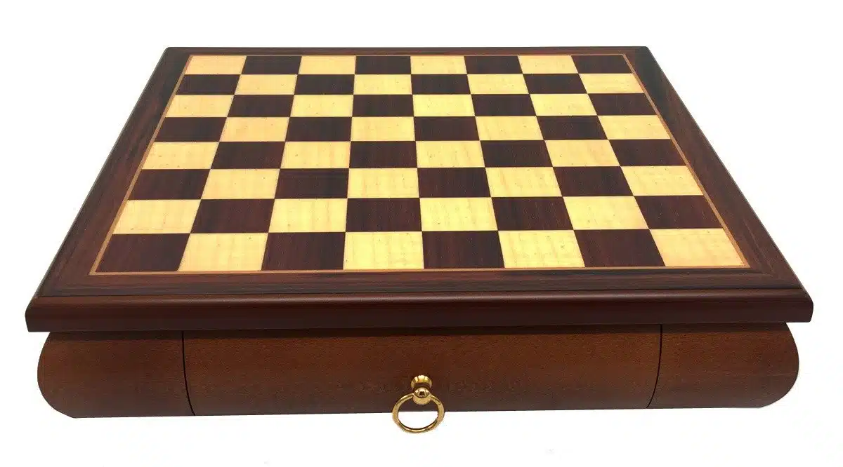 Conjunto Bonito Flower VII Tablero de Ajedrez de Madera de Arce y Caoba con Almacenamiento y Juego de Ajedrez de Metal Chapado en Oro y Plata - Imagen 15