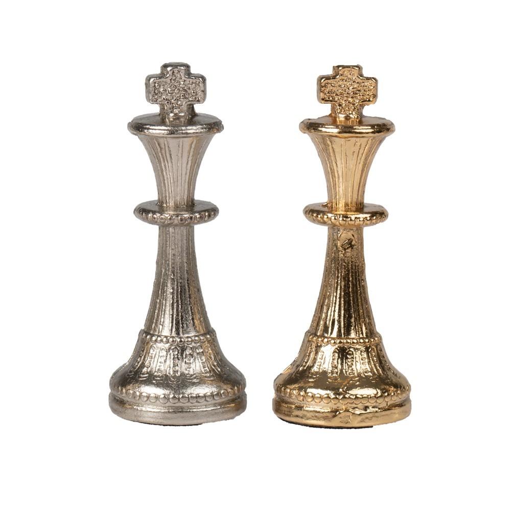 Conjunto Bonito Flower II Tablero de Ajedrez de Madera de Olmo y Brezo & Juego de Ajedrez en Metal Chapado en Oro y Plata - Imagen 8