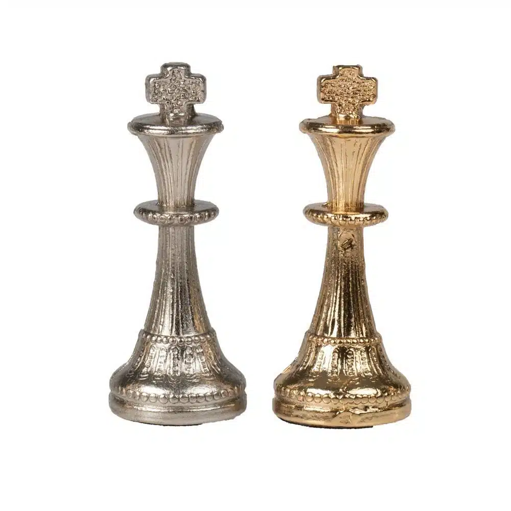 Conjunto Bonito Flower VII Tablero de Ajedrez de Madera de Arce y Caoba con Almacenamiento y Juego de Ajedrez de Metal Chapado en Oro y Plata - Imagen 10