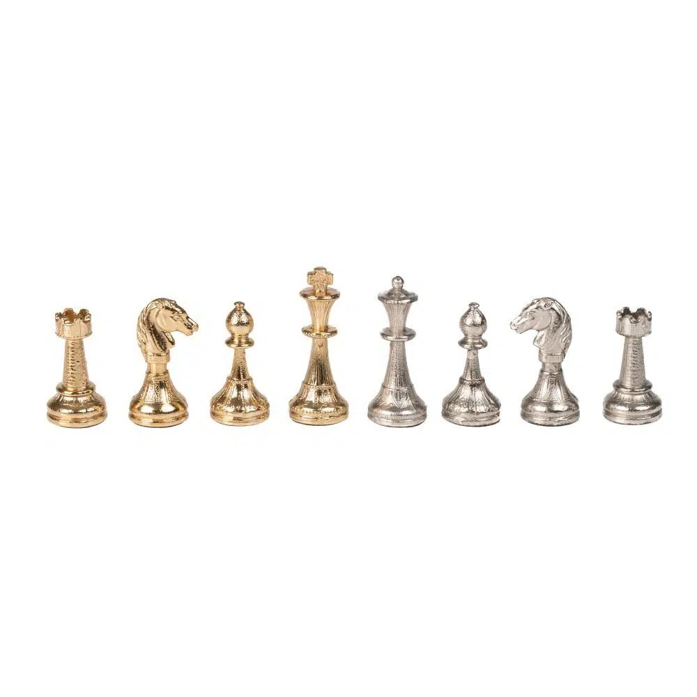 Conjunto Bonito Flower VII Tablero de Ajedrez de Madera de Arce y Caoba con Almacenamiento y Juego de Ajedrez de Metal Chapado en Oro y Plata - Imagen 7