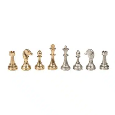 Juego de ajedrez de metal chapado en oro y plata Flor