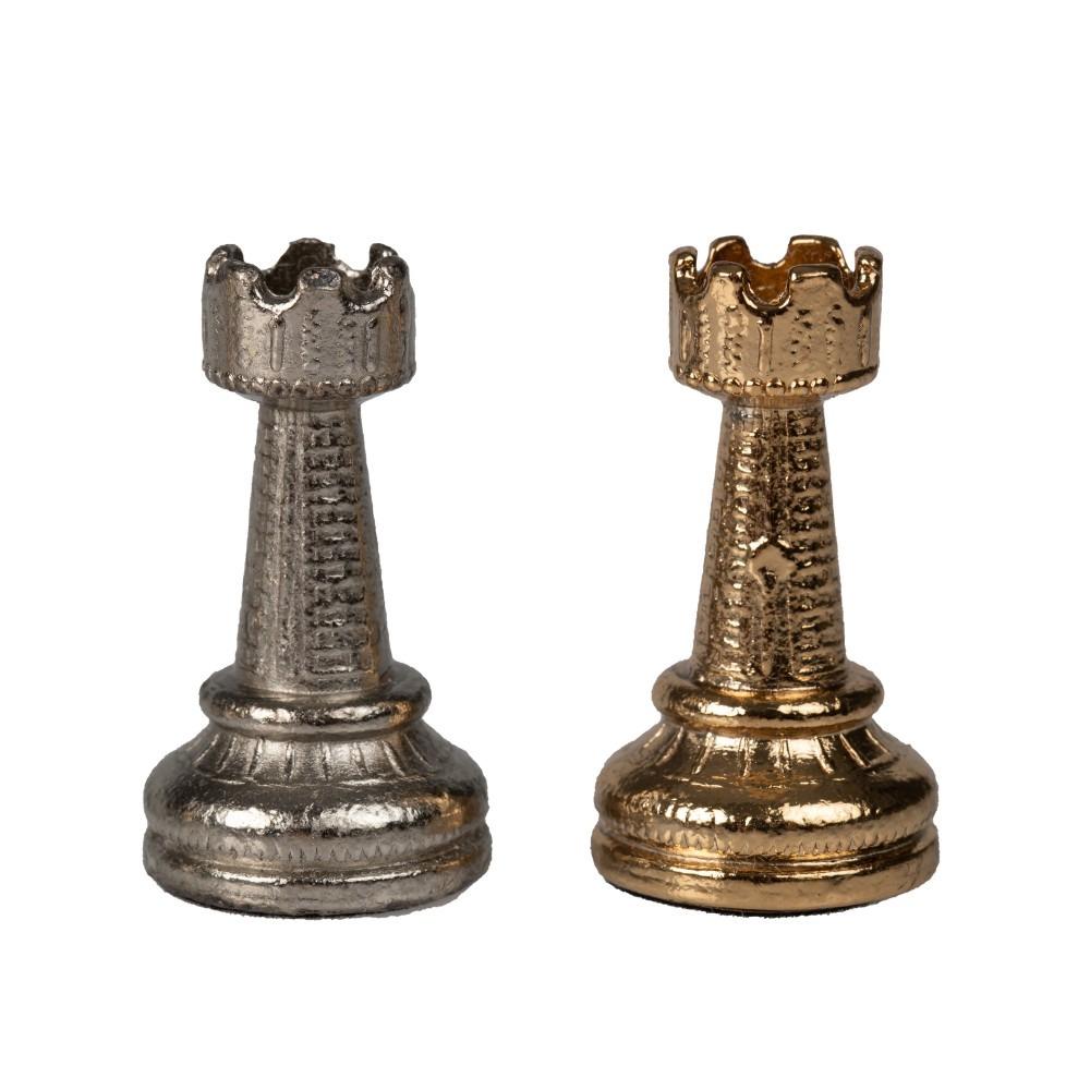 Conjunto Bonito Flower II Tablero de Ajedrez de Madera de Olmo y Brezo & Juego de Ajedrez en Metal Chapado en Oro y Plata - Imagen 12