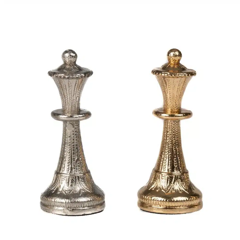 Conjunto Bonito Flower VII Tablero de Ajedrez de Madera de Arce y Caoba con Almacenamiento y Juego de Ajedrez de Metal Chapado en Oro y Plata - Imagen 11