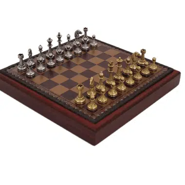 Lindo Juego de Ajedrez Flor VIII Rojo con Almacenamiento y Juego de Ajedrez de Metal