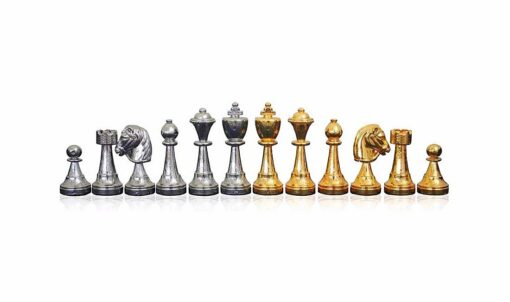 Juego de ajedrez de metal chapado en oro y plata "Flor clásica