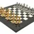 Juego de ajedrez clásico de 4 tableros de madera de arce y brezo y juego de ajedrez de metal bañado en oro y plata