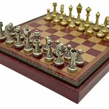 Juego de Ajedrez Staunton Mix V Rojo con Almacenamiento y Juego de Ajedrez de Metal