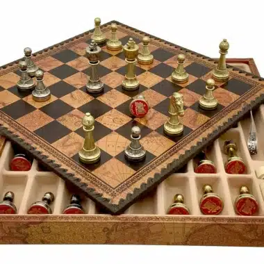 Tablero Staunton Mix VI abierto mostrando la caja de almacenamiento integrada