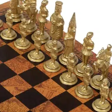 Juego de ajedrez de cuero Camelot King Arthur VII y juego de ajedrez de metal sólido - Imagen 6