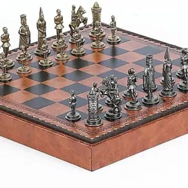 Juego de ajedrez Camelot Rey Arturo XII con almacén y juego de ajedrez de metal