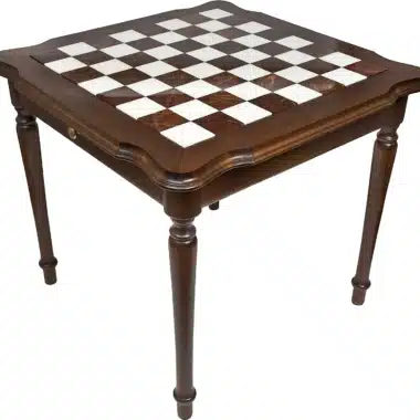 Mesa de lujo de madera maciza III Alabastro toscano y tapa de mármol de Carrara
