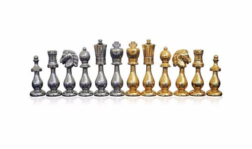 Juego de ajedrez de madera de arce "estilo árabe" y juego de ajedrez de metal bañado en oro y plata