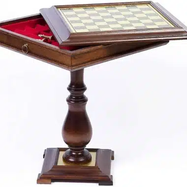 Alternative view of Mesa de ajedrez de madera con respaldo y compartimento de almacenamiento integrado