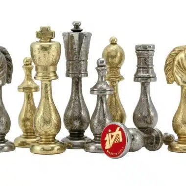 Conjunto Oriental III Tablero de Ajedrez de Madera de Arce y Rosa Dorado & Juego de Ajedrez de Metal - Imagen 6