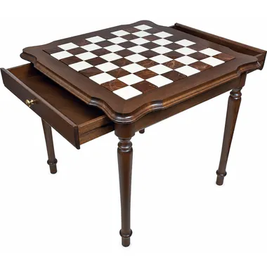 Mesa Luxe III, cajón abierto que muestra el almacenamiento integrado bajo el tablero