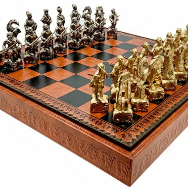 Alternative view of Conjunto Samurái III Tablero de Ajedrez Caja de Almacenamiento y Juego de Ajedrez en Metal